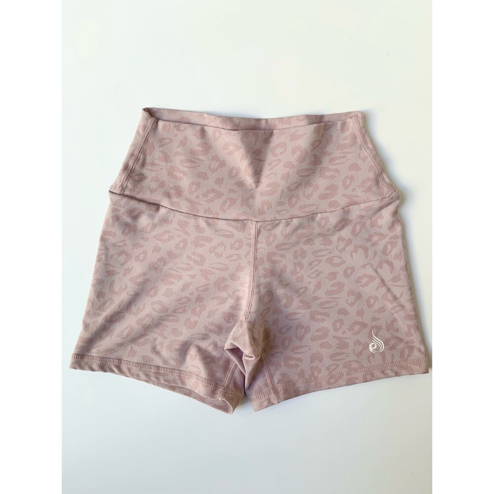 Ryderwear Light Pink Cheetah Print Active wear High Waisted Shorts Women's SZ XS - Picture 3 of 8